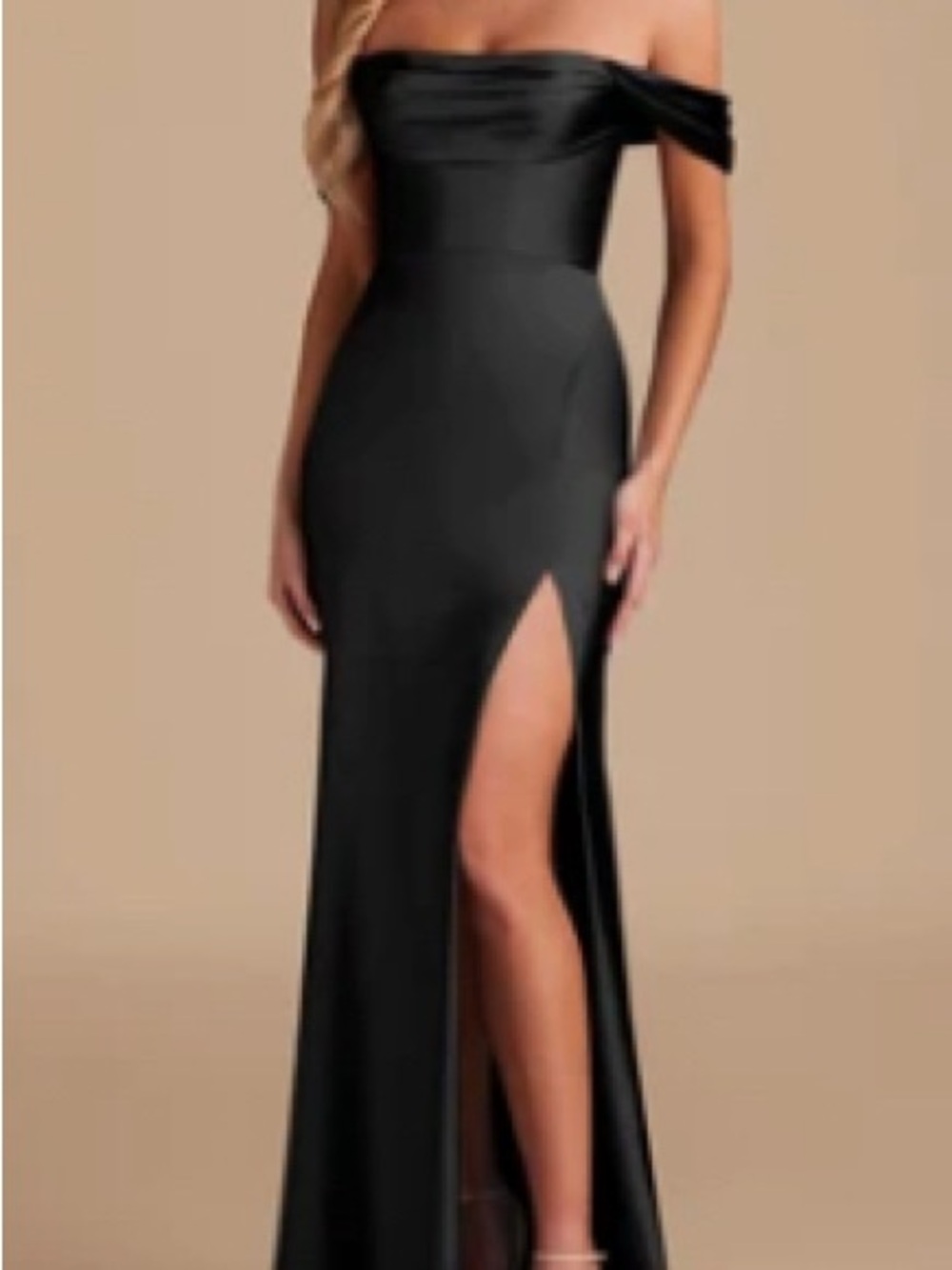 Strapless Black Evening Gown with Thigh Slit